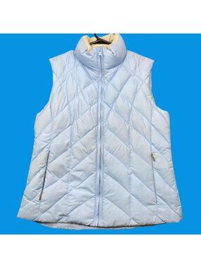 Columbia Womens Light Blue Quilted Puffer Vest M Polyester Nylon Down Insulation